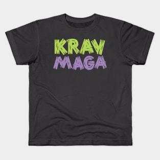 Krav Maga Sharp Jagged Green and Purple Kids T-Shirt